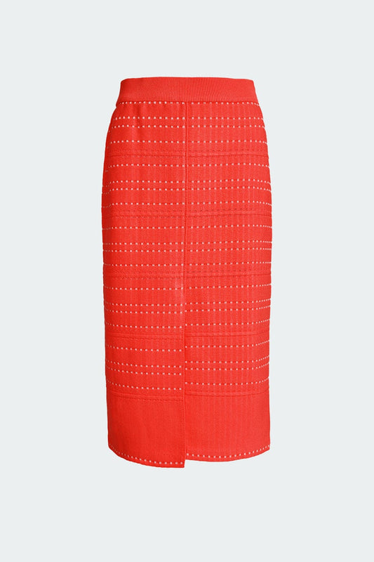 RVN Skirt Two-Tone Dot Knit Midi Skirt