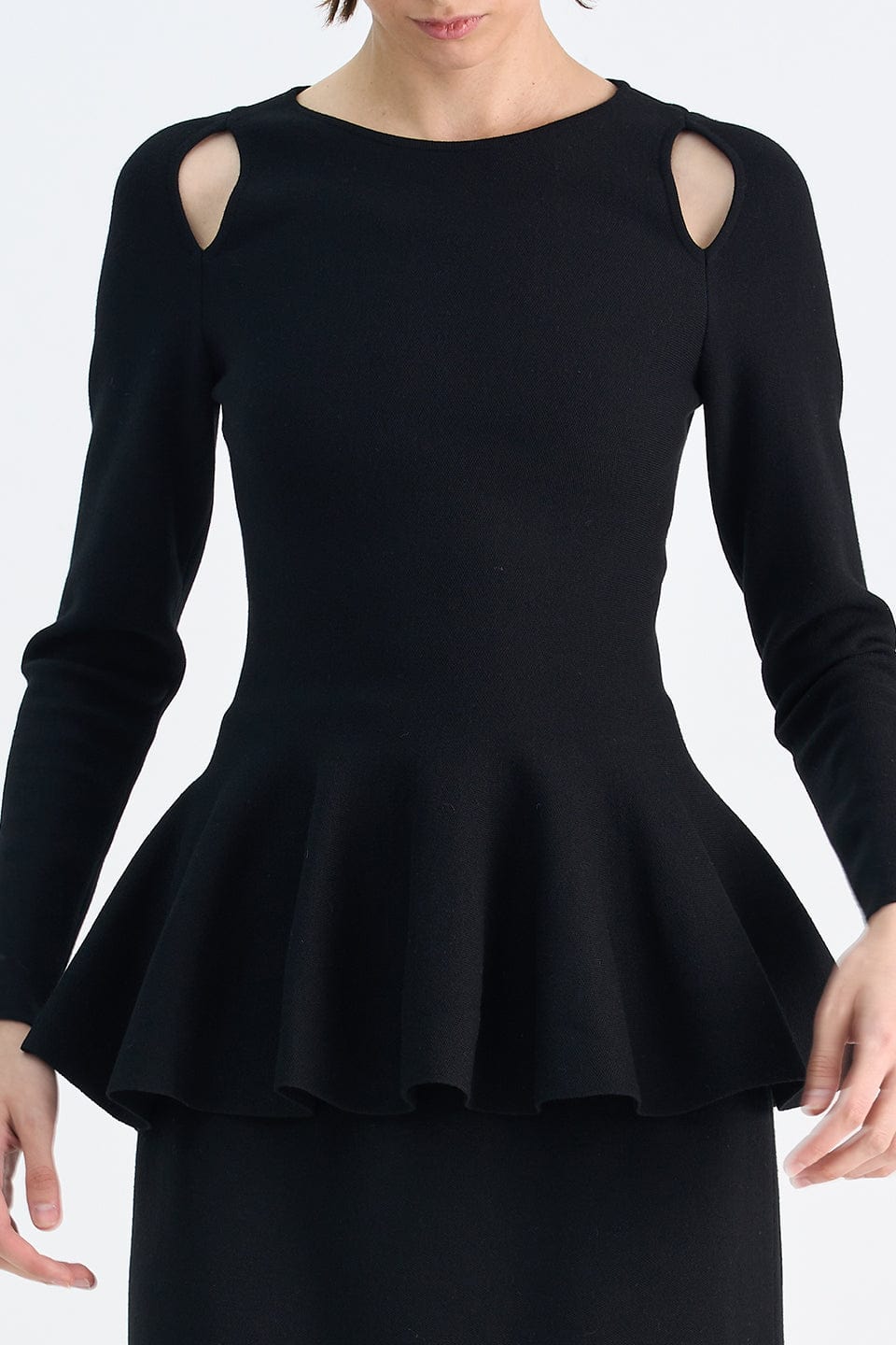 RVN Top Cutout Shoulder Peplum Top