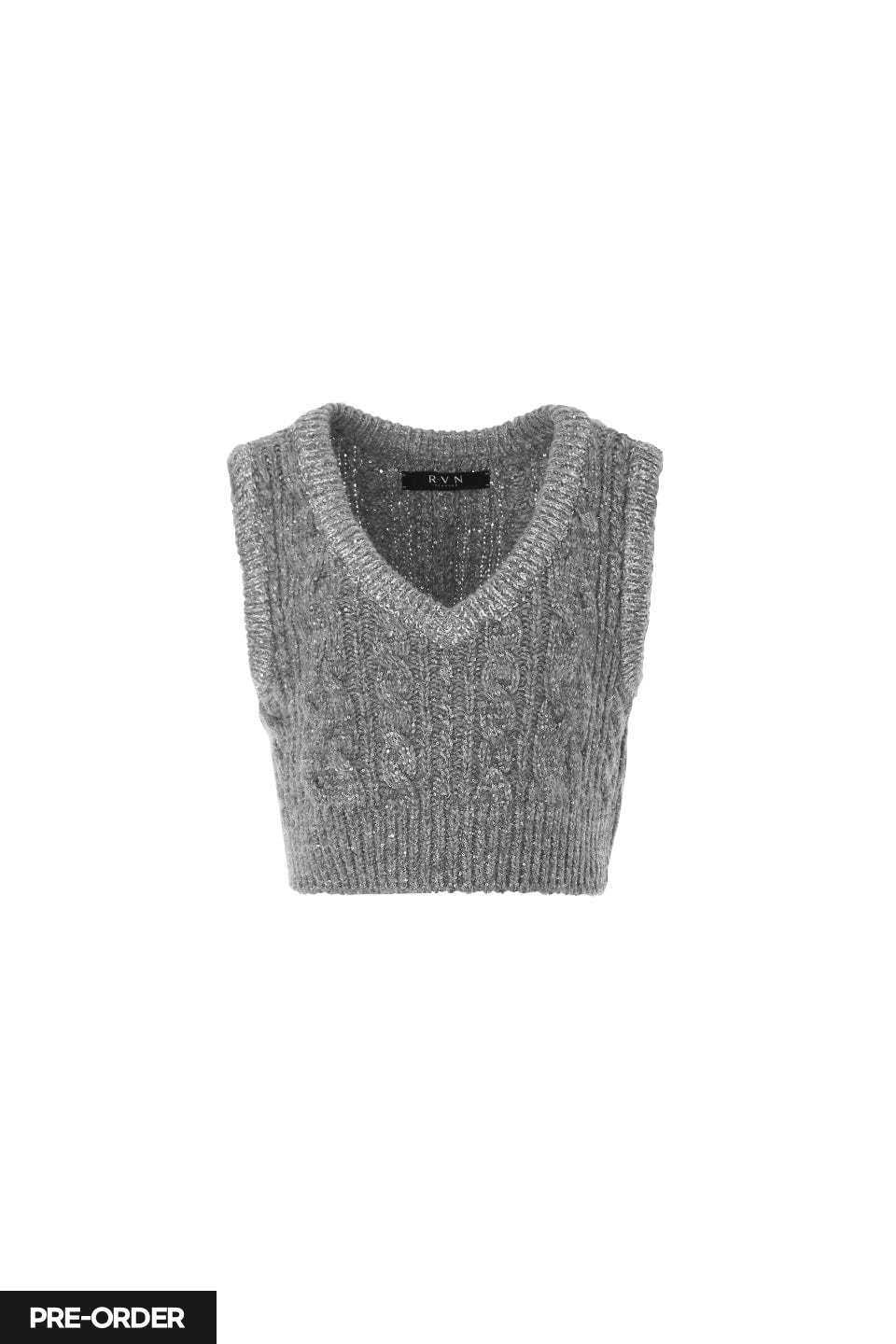 RVN Top [PRE-ORDER] Metallic Lurex Cashmere-Blended Cable Vest