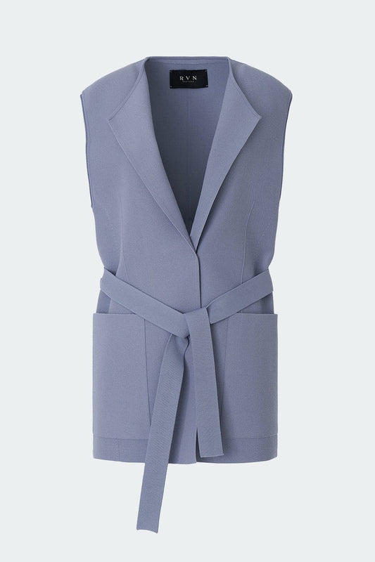 RVN Vest Belted Knit Lapel Vest