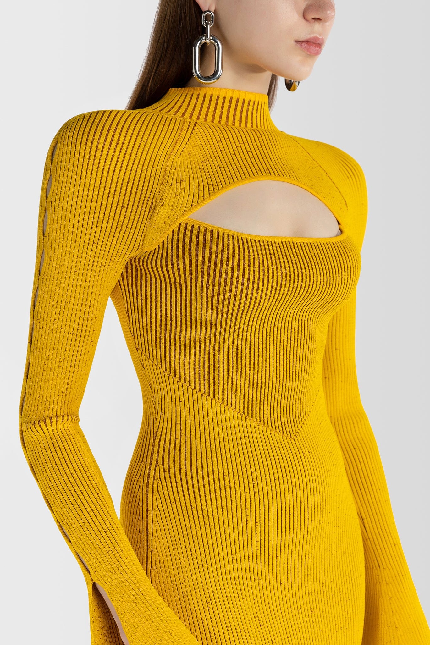 Reversible Rib Cutout Knit Dress(Lemon Yellow) M / Yellow Reversible Rib Cutout Knit Dress(Lemon Yellow) M / Yellow