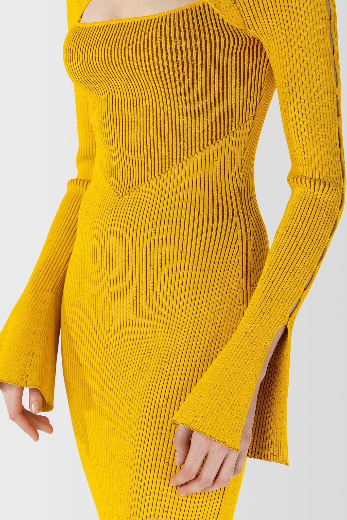Reversible Rib Cutout Knit Dress(Lemon Yellow) M / Yellow Reversible Rib Cutout Knit Dress(Lemon Yellow) M / Yellow