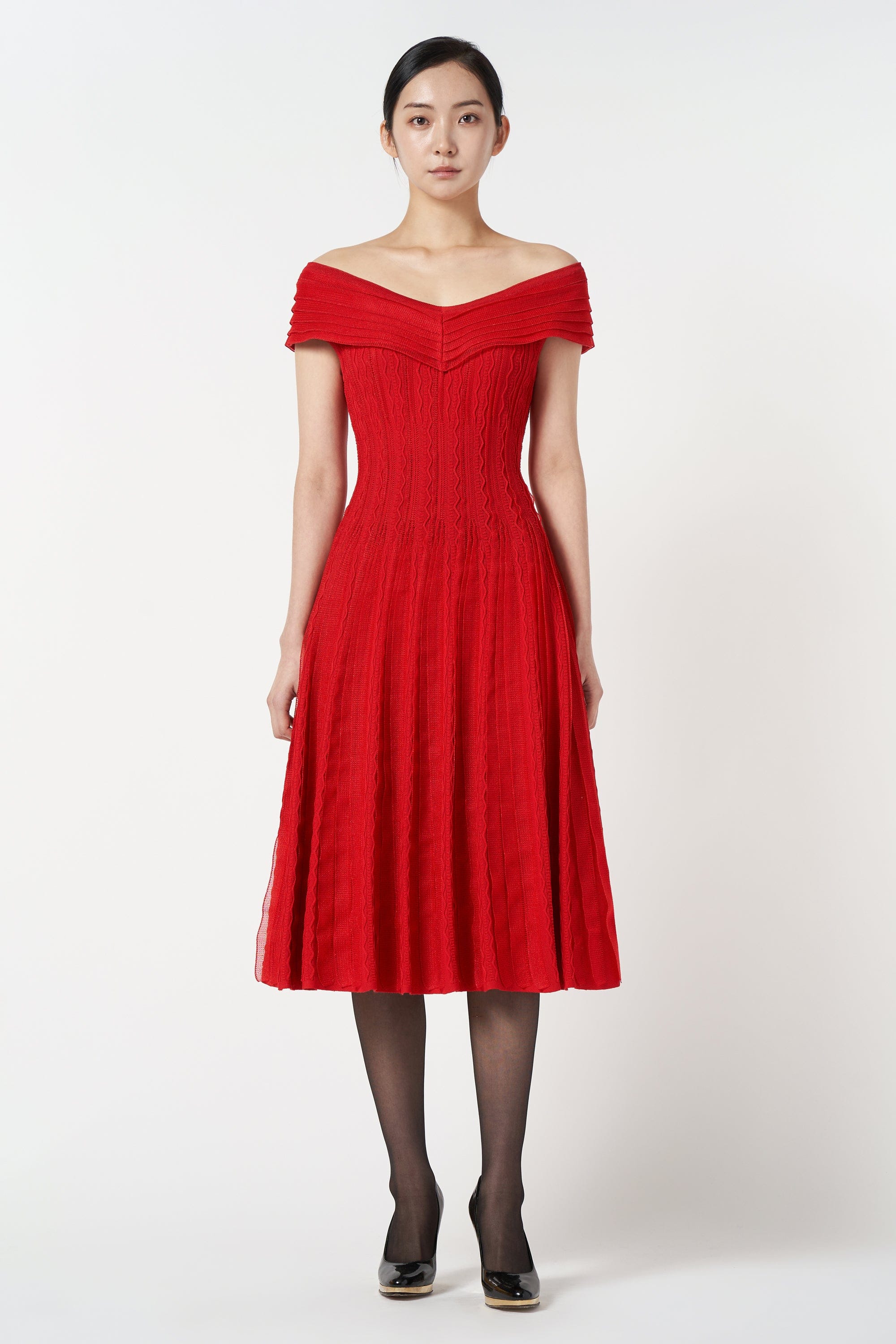 rossi off shoulder double ruffle dress open lace back dress Rossi Off-Shoulder Double Ruffle Dress Red Selfie Leslie
