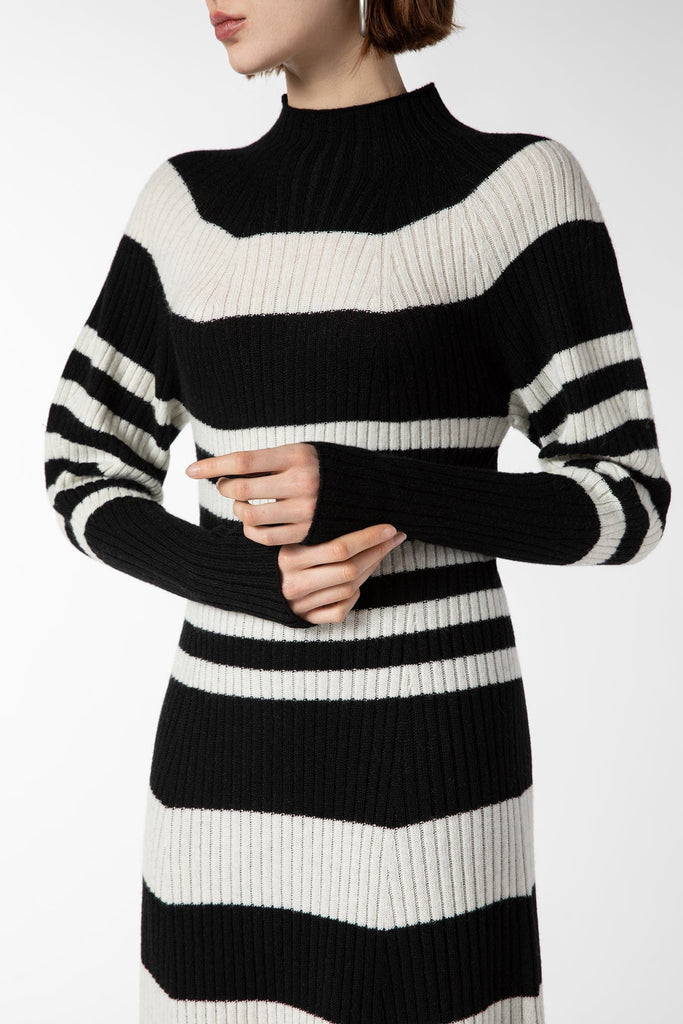 RVN Dress S Stripe Turtleneck Dress