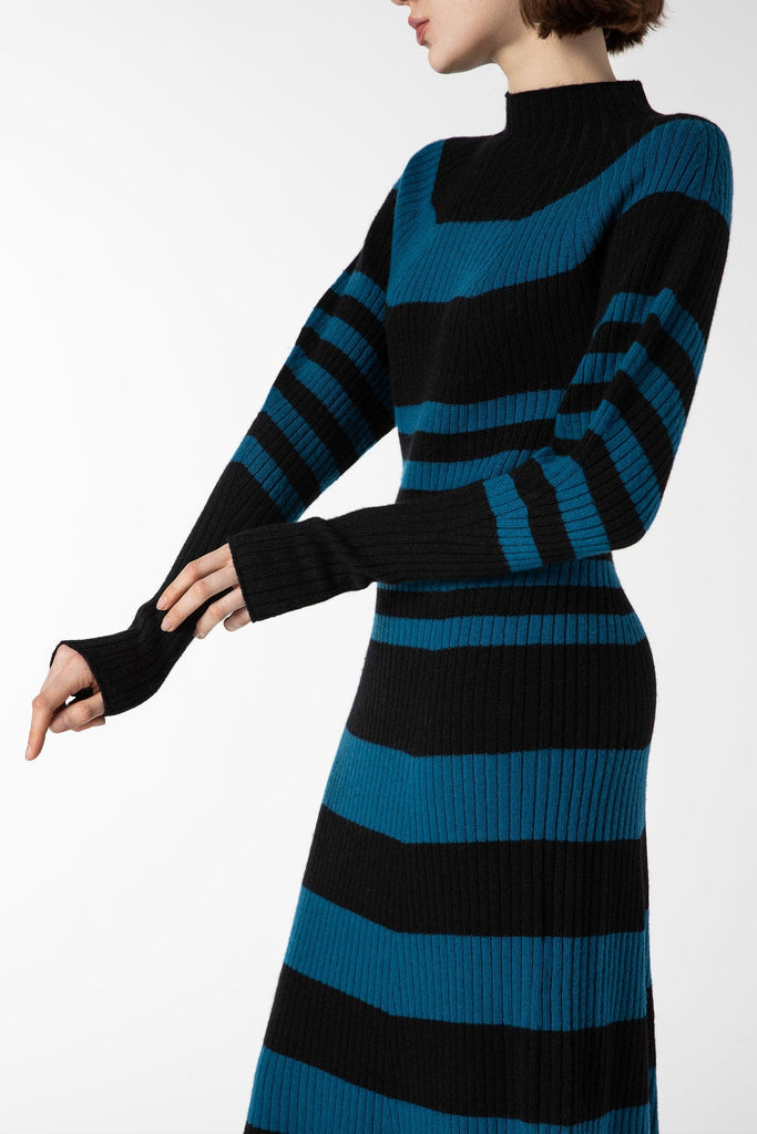 RVN Dress S Stripe Turtleneck Dress