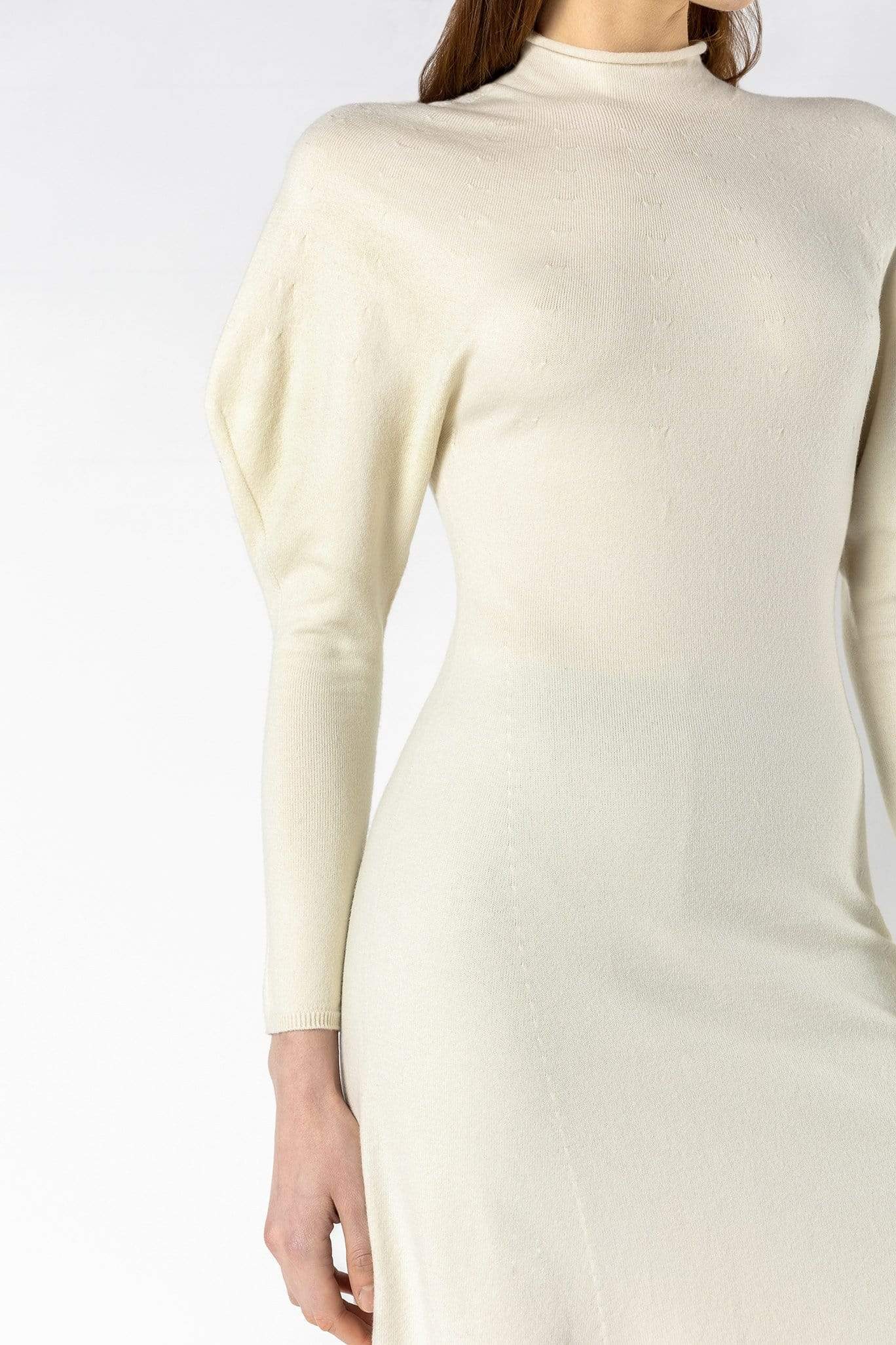 RVN Seamless 3D-Knit Turtleneck Midi Dress