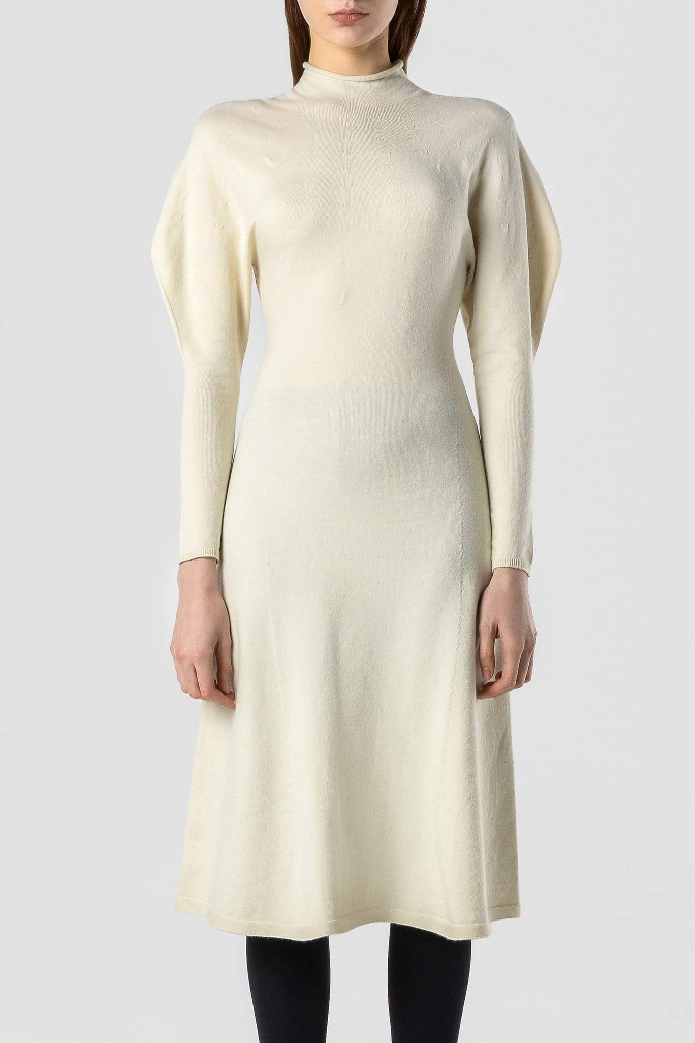 RVN Seamless 3D-Knit Turtleneck Midi Dress