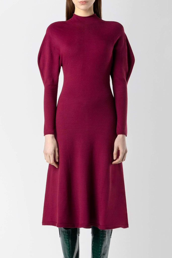 RVN Seamless 3D-Knit Turtleneck Midi Dress