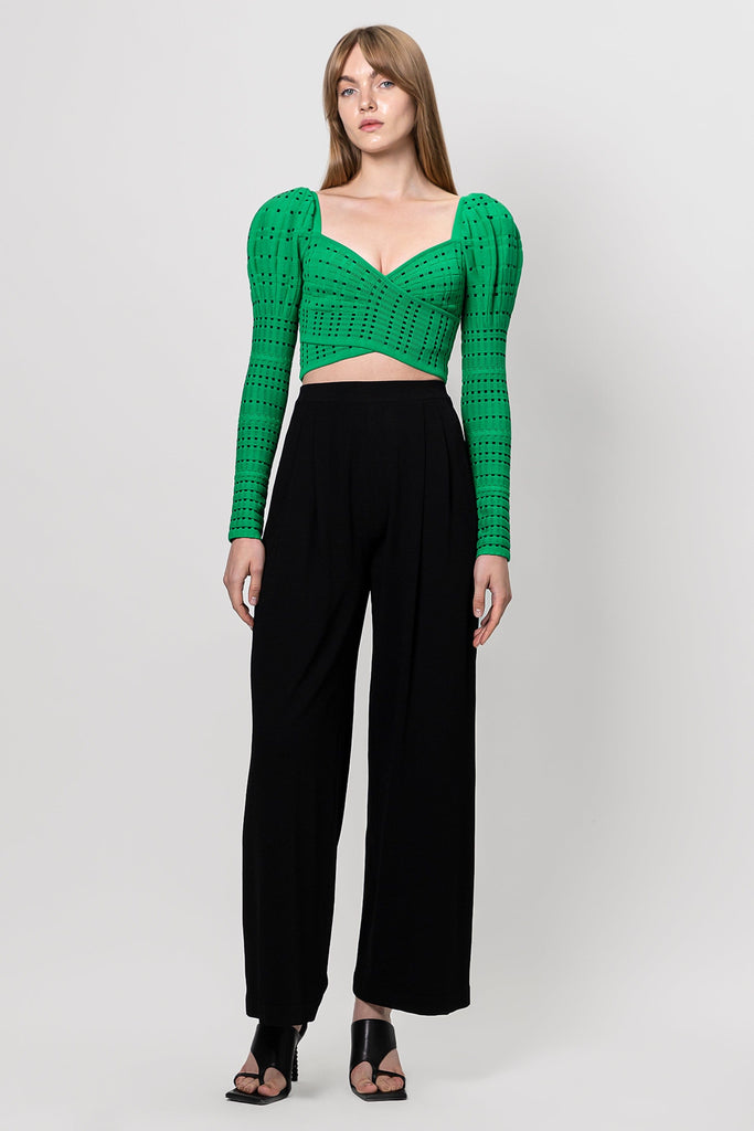 RVN Pullover Two-Tone Dot Cropped Top