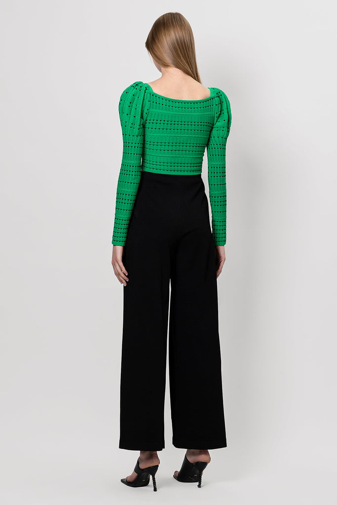 RVN Pullover Two-Tone Dot Cropped Top