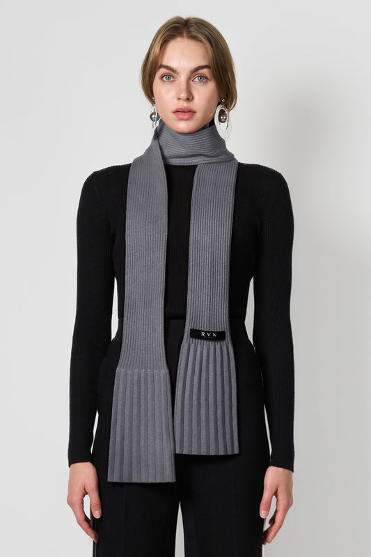 RVN Scarf One Wool Pleated Rib Scarf